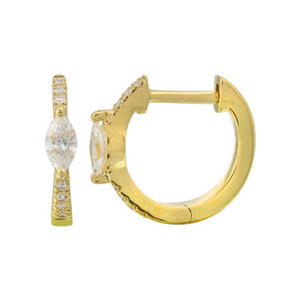 14K Marquise Diamond Huggie Earrings