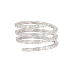 14K All Diamond Baguette Spiral Ring - Nolita