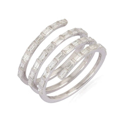 14K All Diamond Baguette Spiral Ring - Nolita