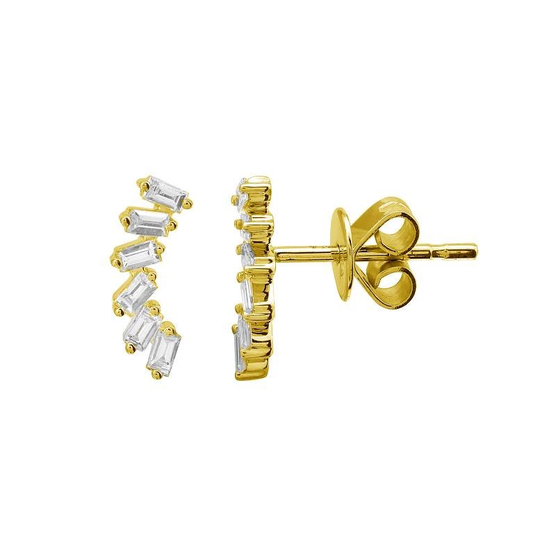 14K Baguette Diamond Stud Earrings - Nolita
