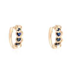 14K Blue Sapphire Heart Huggie Earrings - Nolita