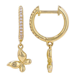 14K Butterfly Dangle Diamond Huggie Earrings - Nolita