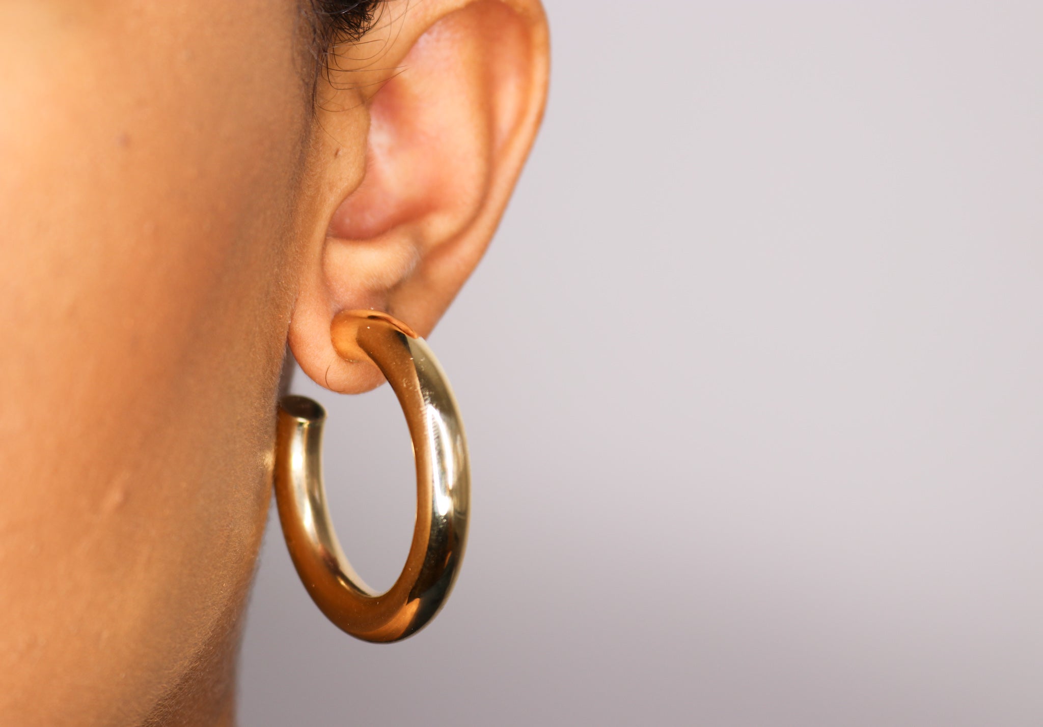 14K Chunky Hoop Earrings- Large - Nolita