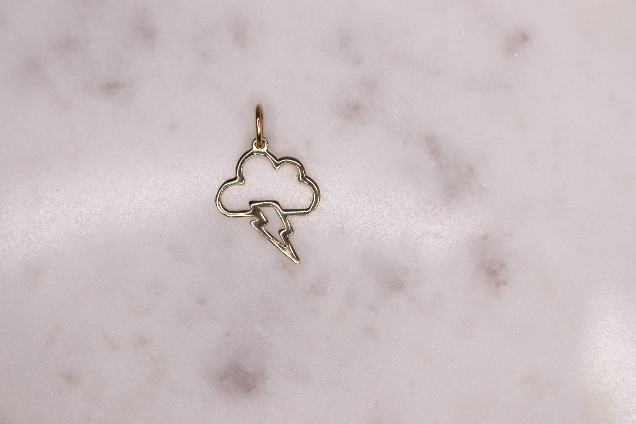 14K Cloud Lighting Bolt Charm - Nolita