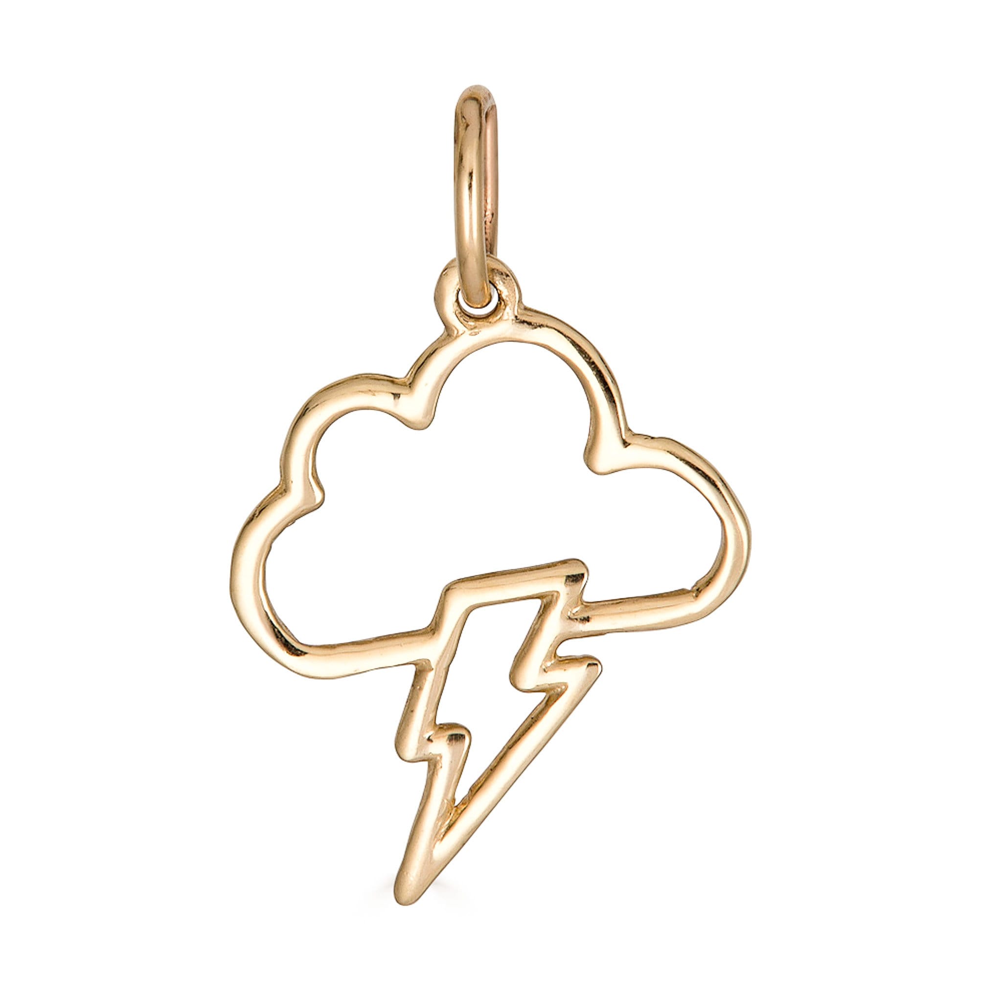 14K Cloud Lighting Bolt Charm - Nolita