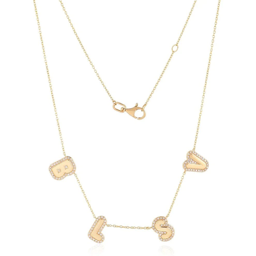 14K Custom Bubble Letter Necklace - Nolita
