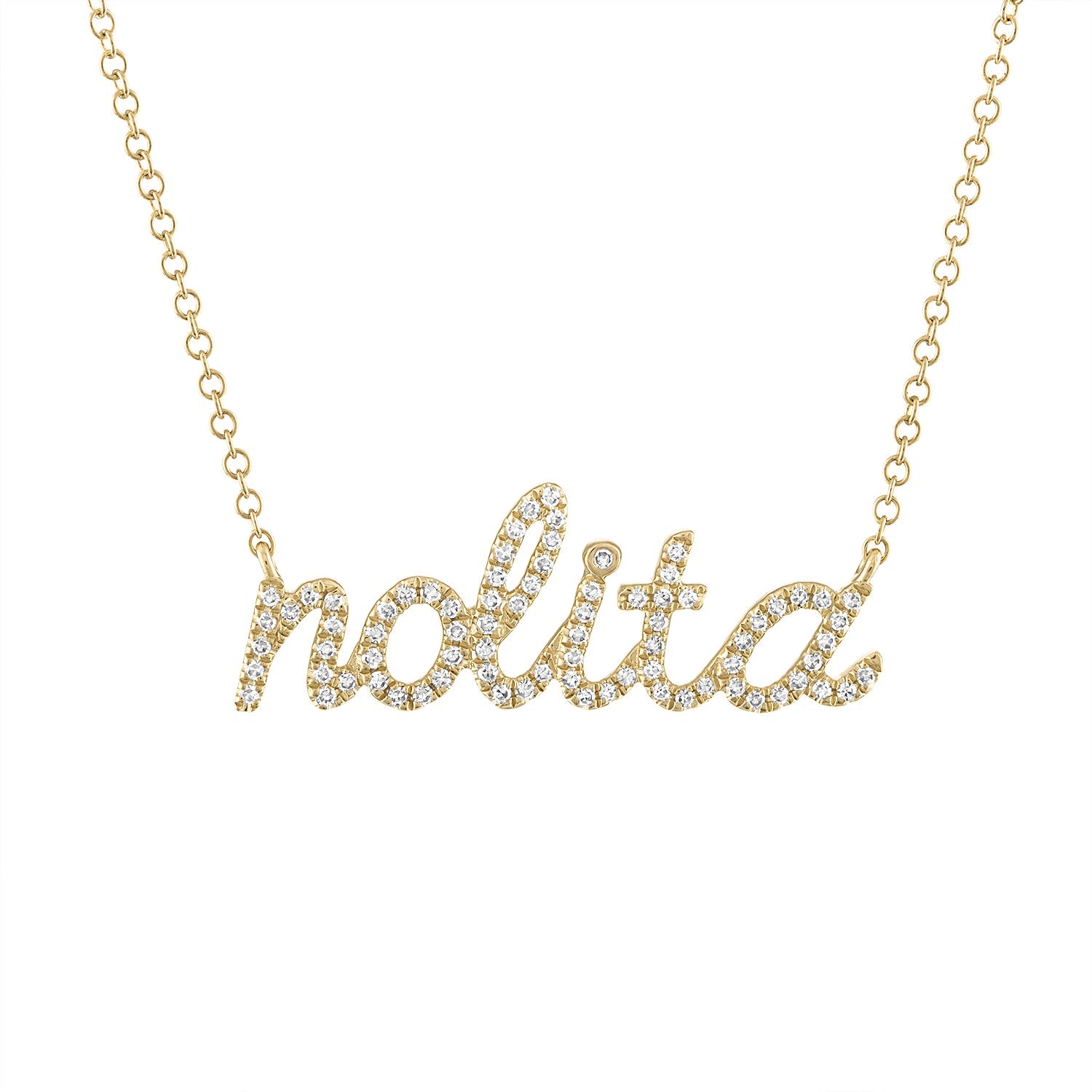 14K Custom Name Diamond Necklace - Script - Nolita