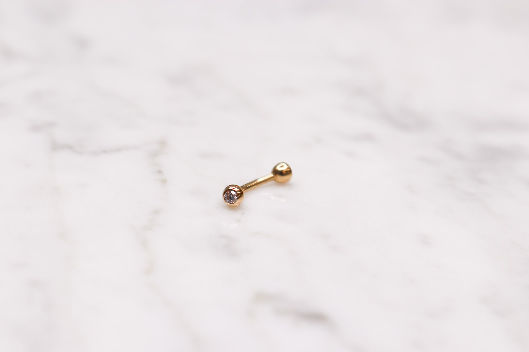 14K CZ Curved Barbell - Nolita