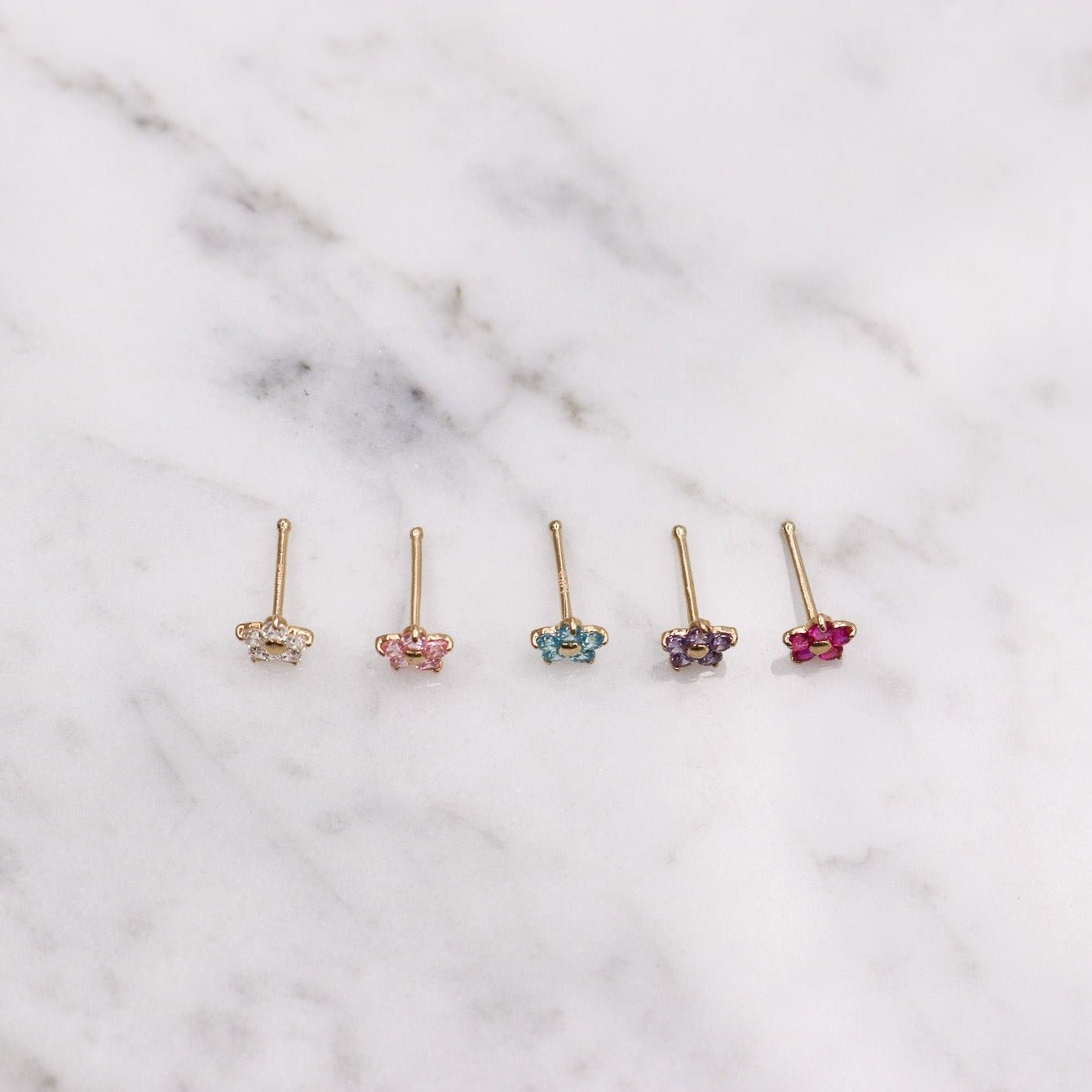 14K CZ Flower Nose Stud - Nolita