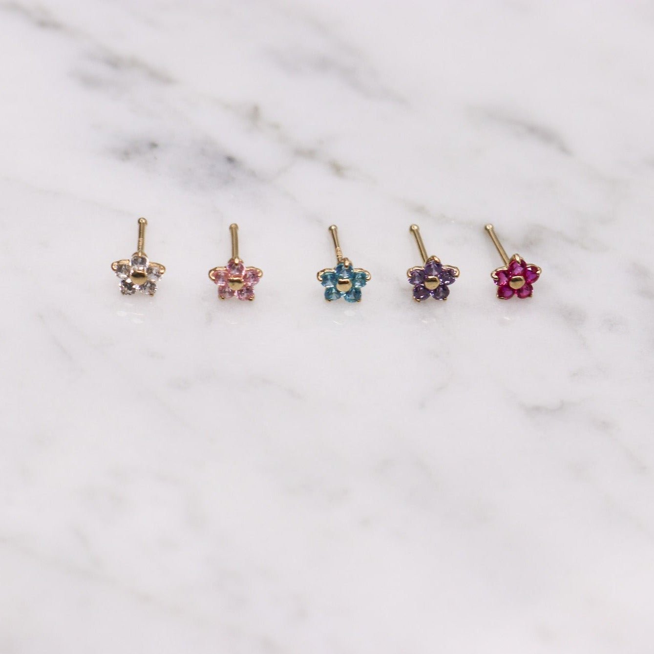 14K CZ Flower Nose Stud - Nolita