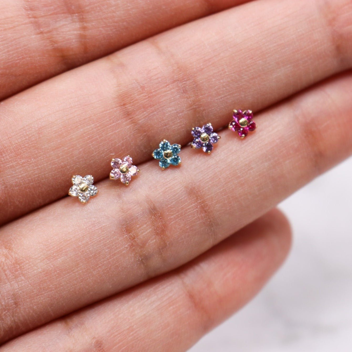 14K CZ Flower Nose Stud - Nolita