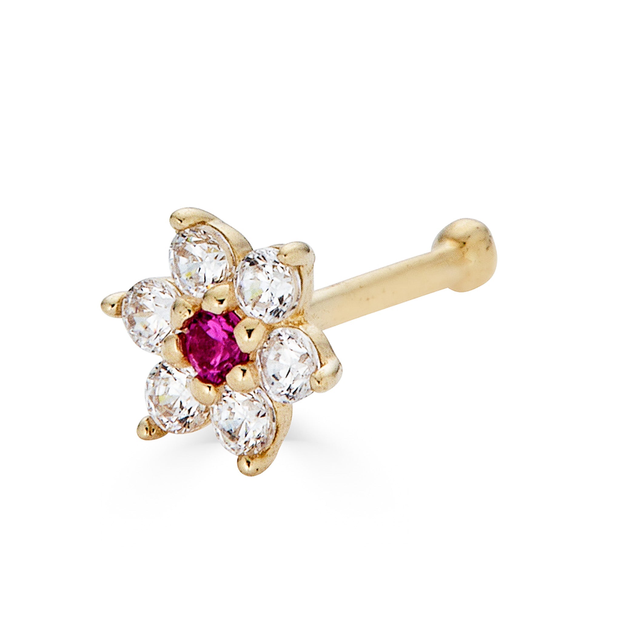 14K CZ Flower Nose Stud - Nolita