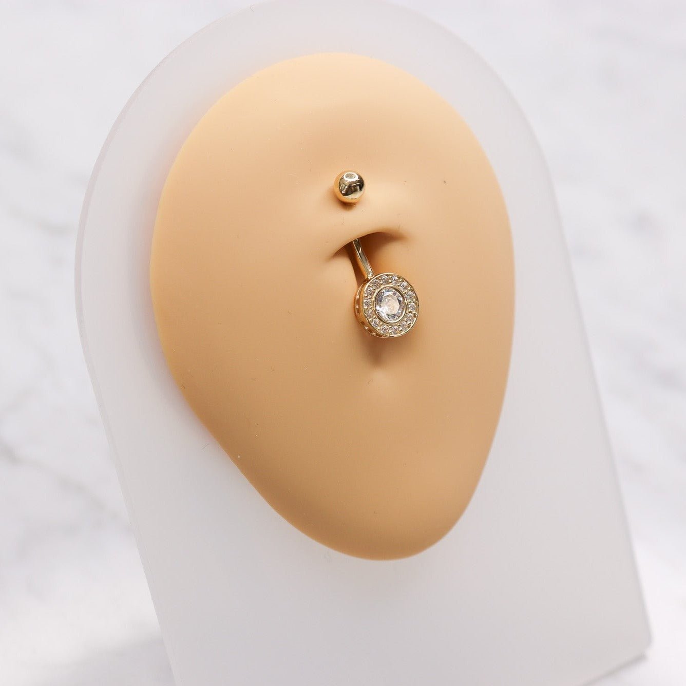 14K CZ Halo Belly Ring - Nolita