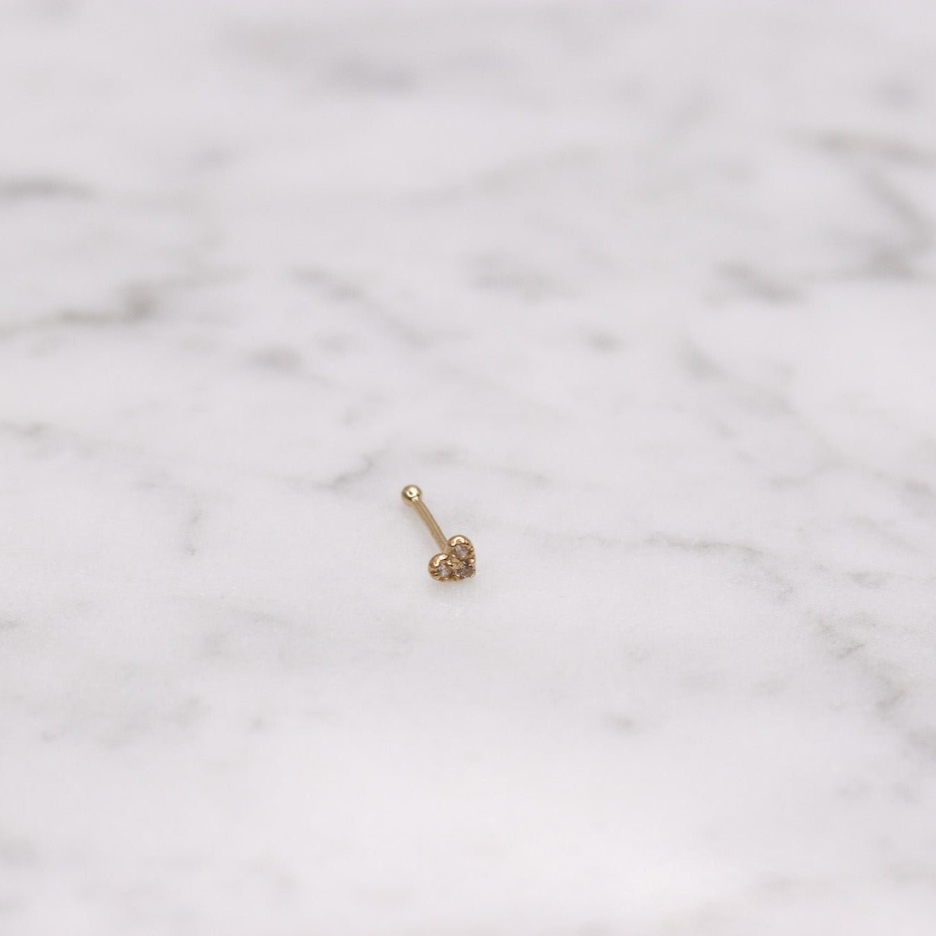 14K CZ Heart Nose Stud - Nolita