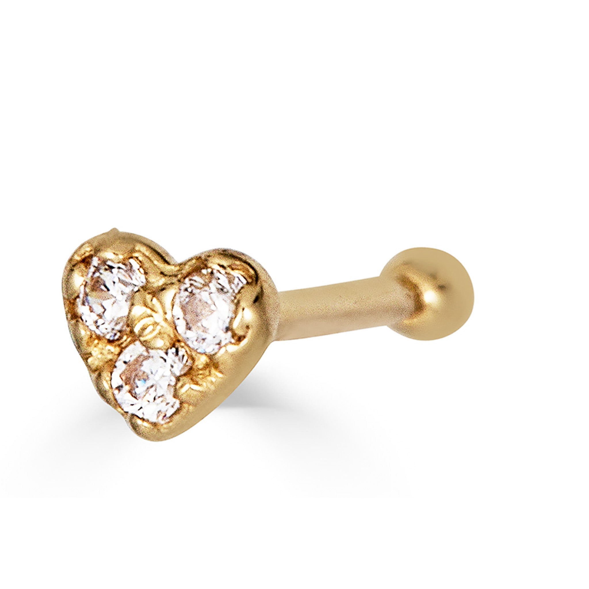 14K CZ Heart Nose Stud - Nolita