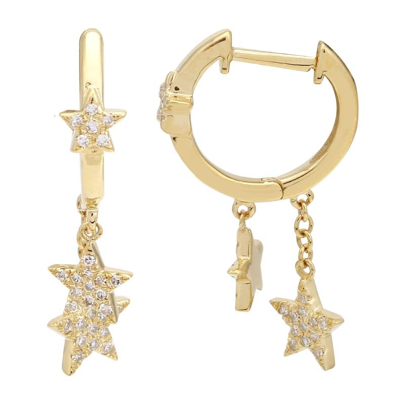 14K Dangling Stars Diamond Earrings - Nolita