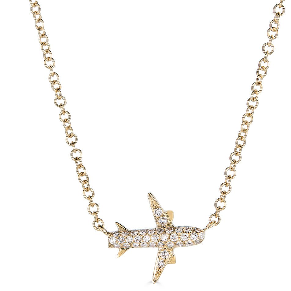 14K Diamond Airplane Necklace - Nolita
