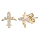 14K Diamond Airplane Stud Earrings - Nolita