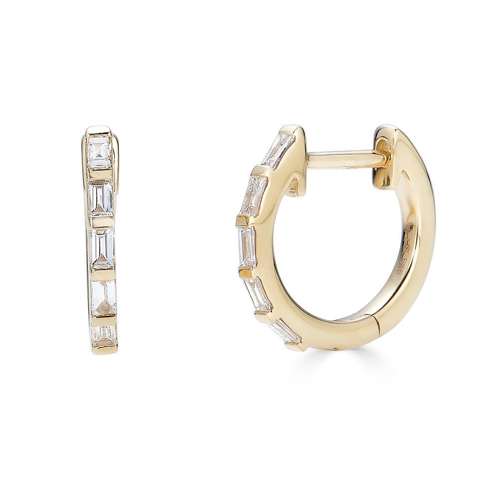 14K Diamond All Baguette Huggies - Nolita