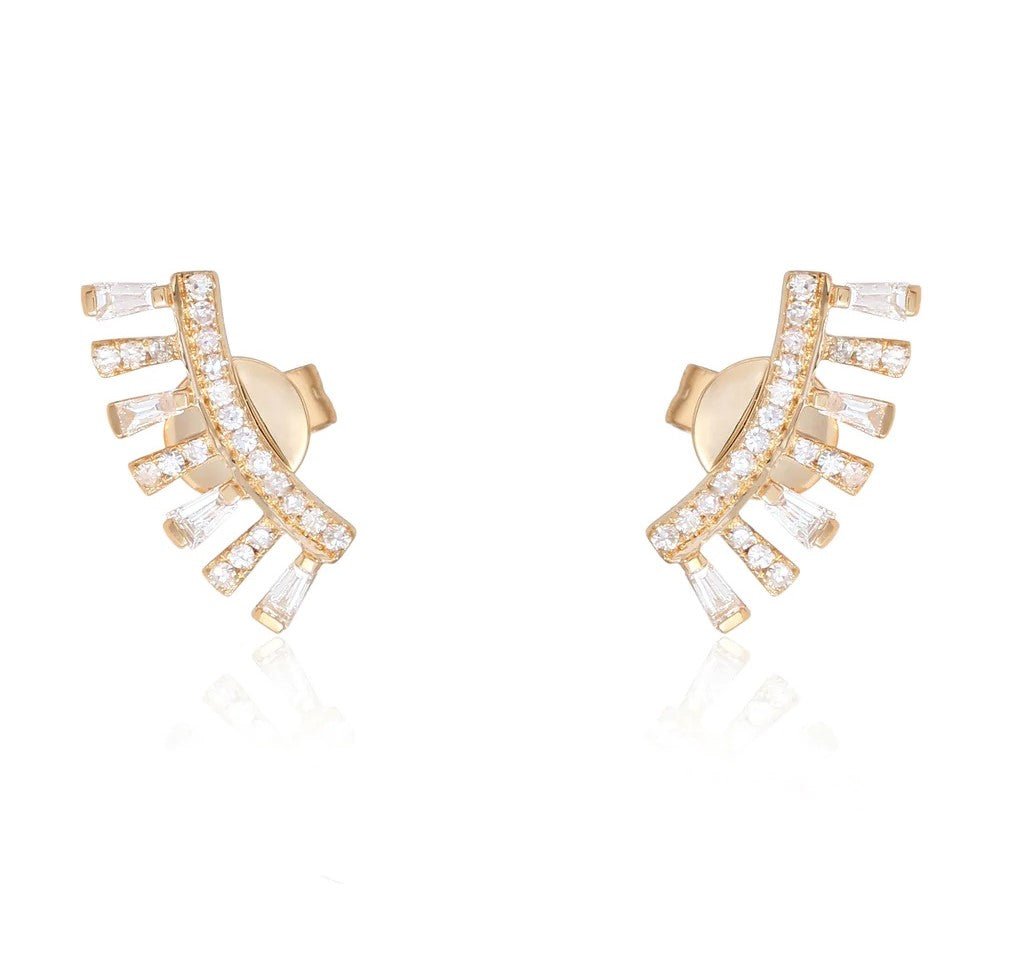 14K Diamond Baguette Stud Earrings - Nolita