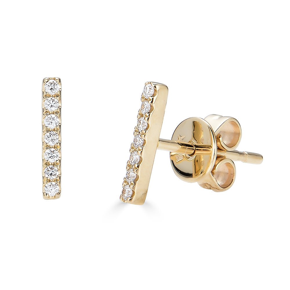 14K Diamond Bar Stud Earrings - Large - Nolita