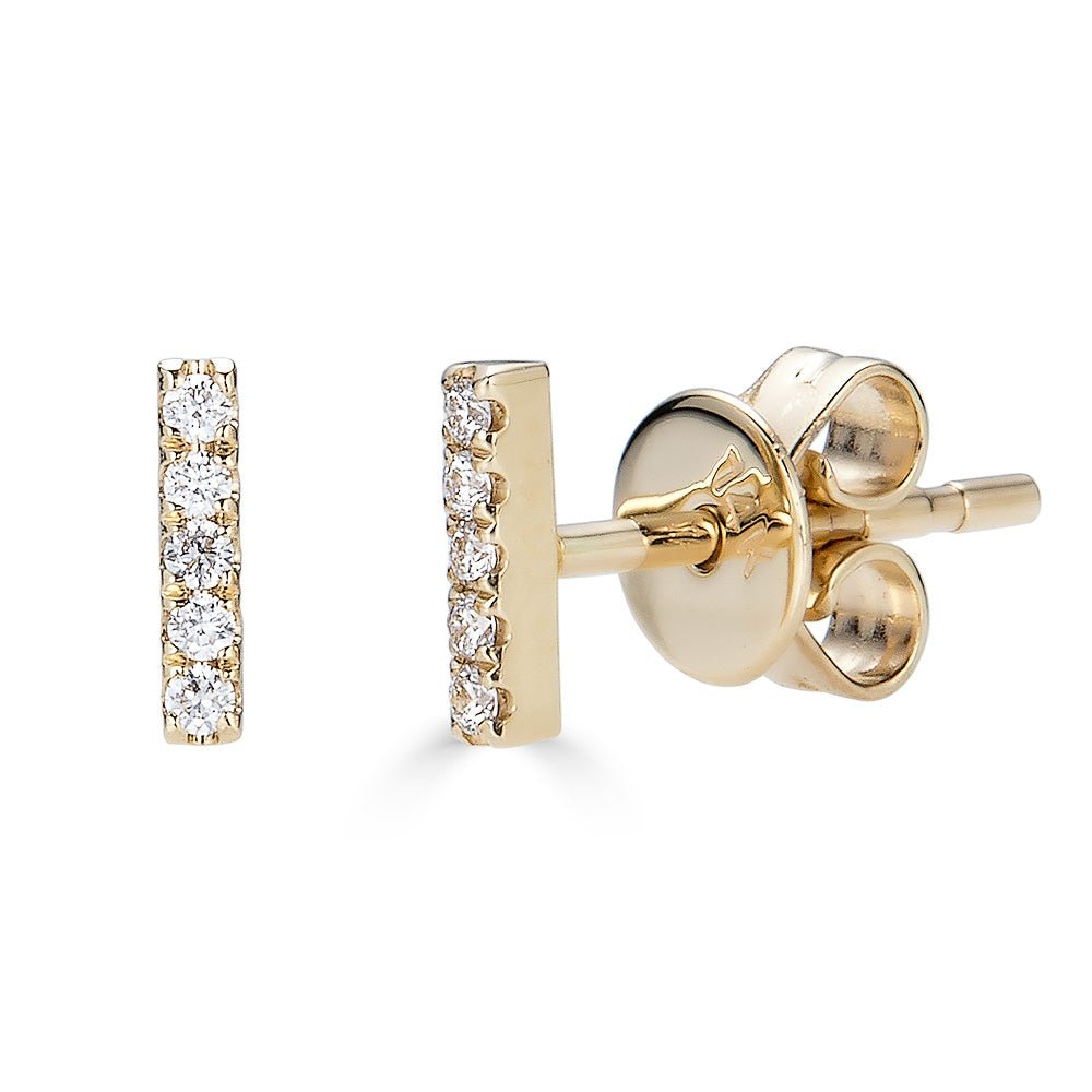 14K Diamond Bar Stud Earrings - Small - Nolita