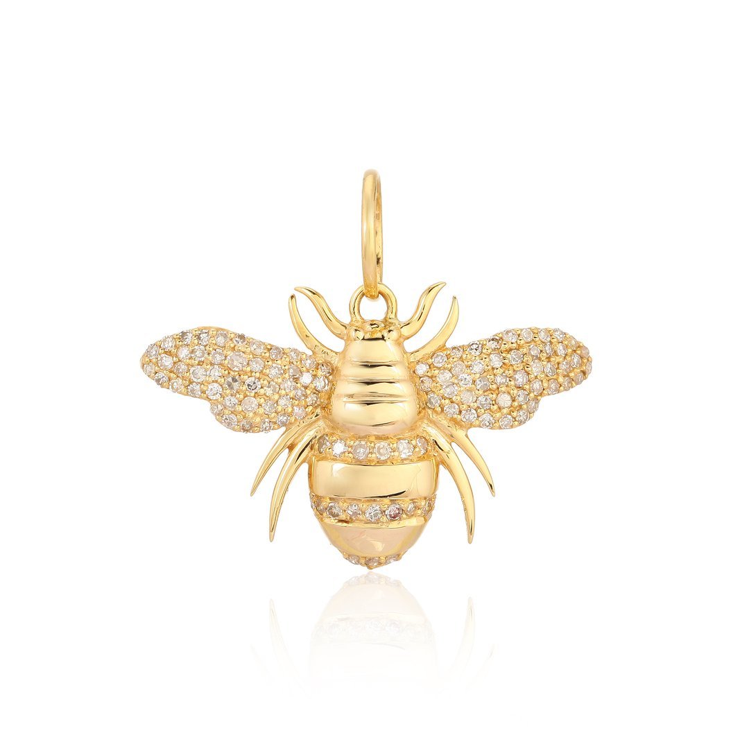 14K Diamond Bee Charm - Nolita