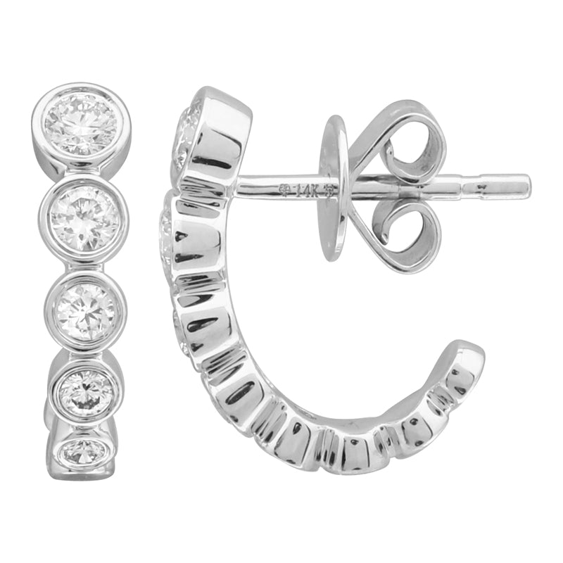14K Diamond Bezel Hook Earrings - Nolita