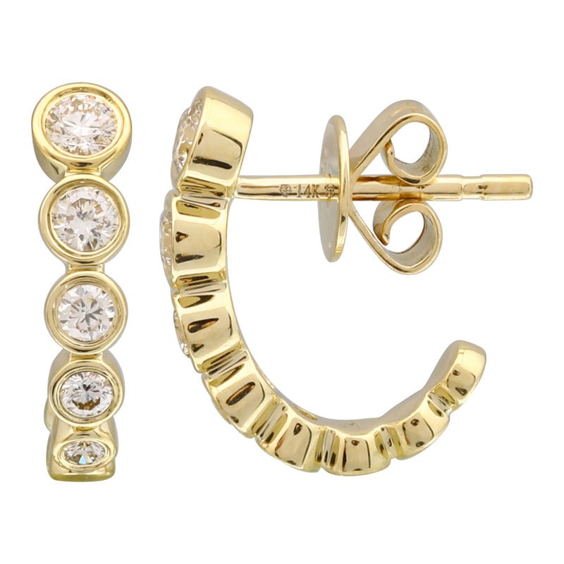 14K Diamond Bezel Hook Earrings - Nolita