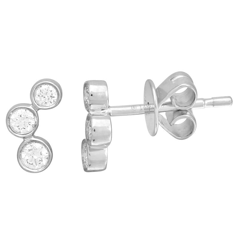 14K Diamond Bezel Set Stud Earrings - Nolita