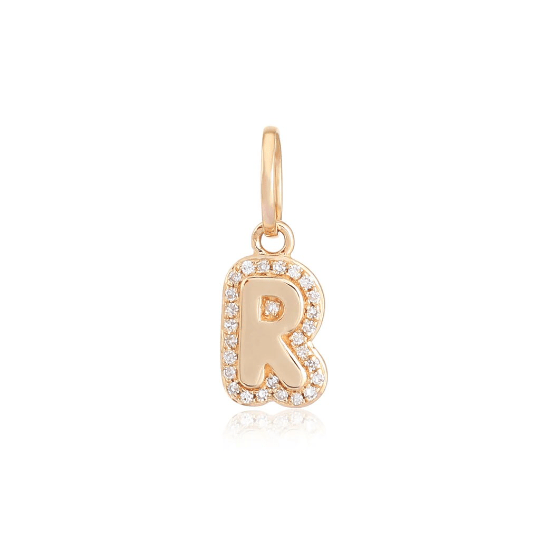 14K Diamond Bubble Initial Letter Charm - Nolita