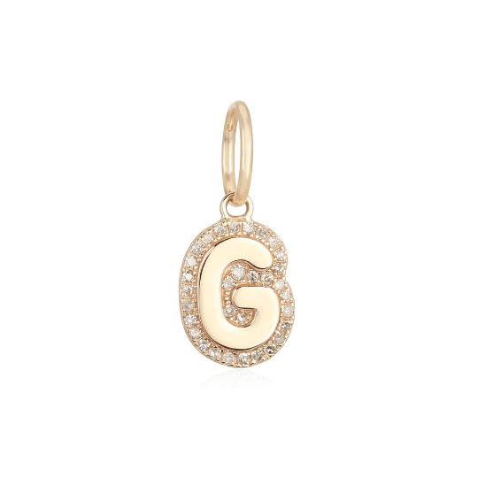 14K Diamond Bubble Initial Letter Charm - Nolita