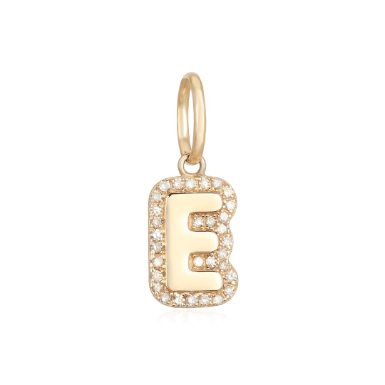 14K Diamond Bubble Initial Letter Charm - Nolita