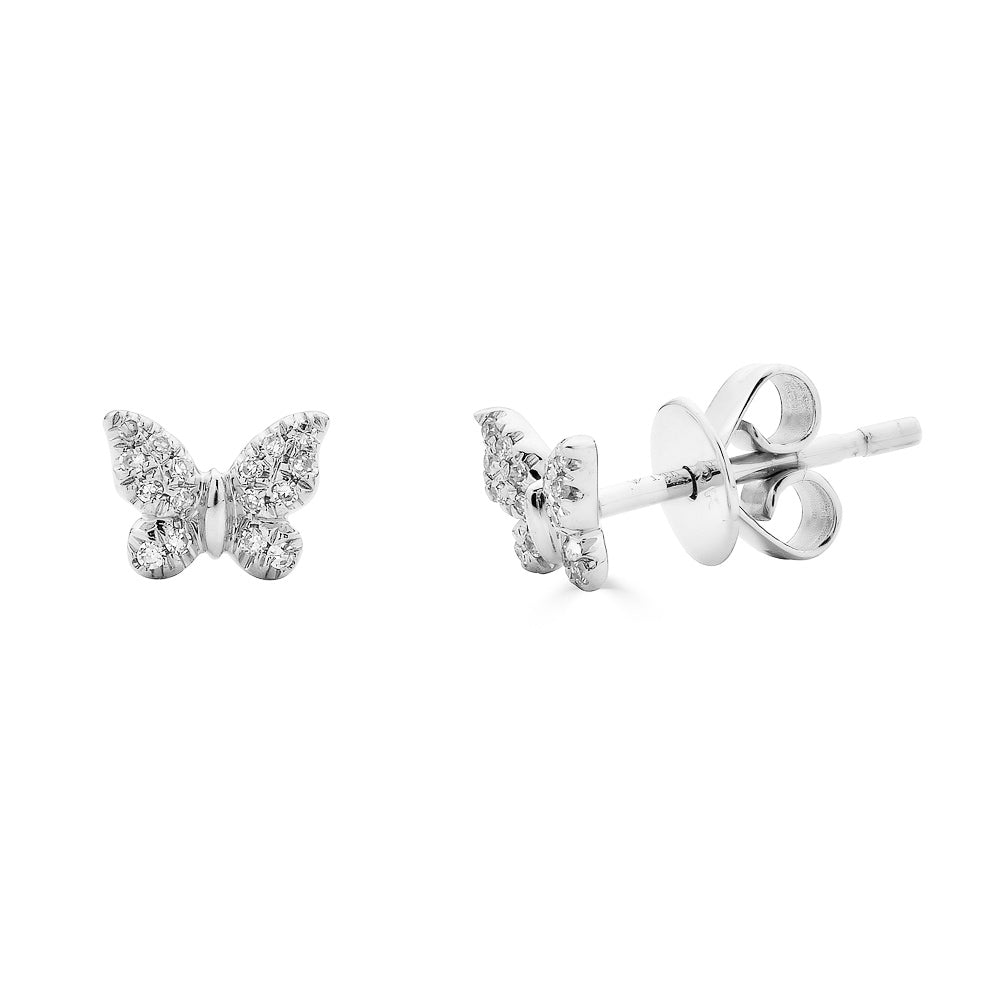 14K Diamond Butterfly Studs - Nolita