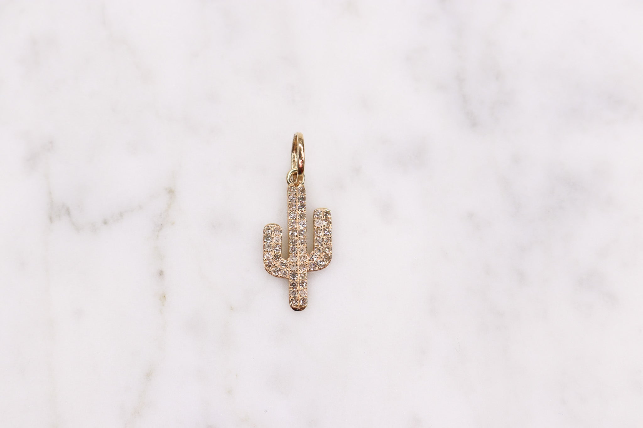 14K Diamond Cactus Charm - Nolita