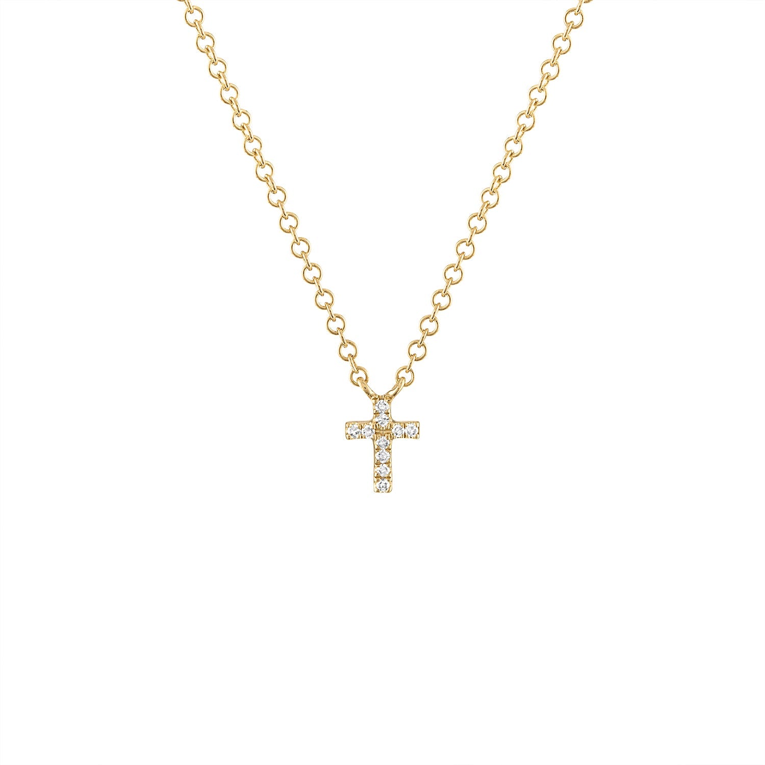 14K Diamond Cross Necklace - Mini - Nolita