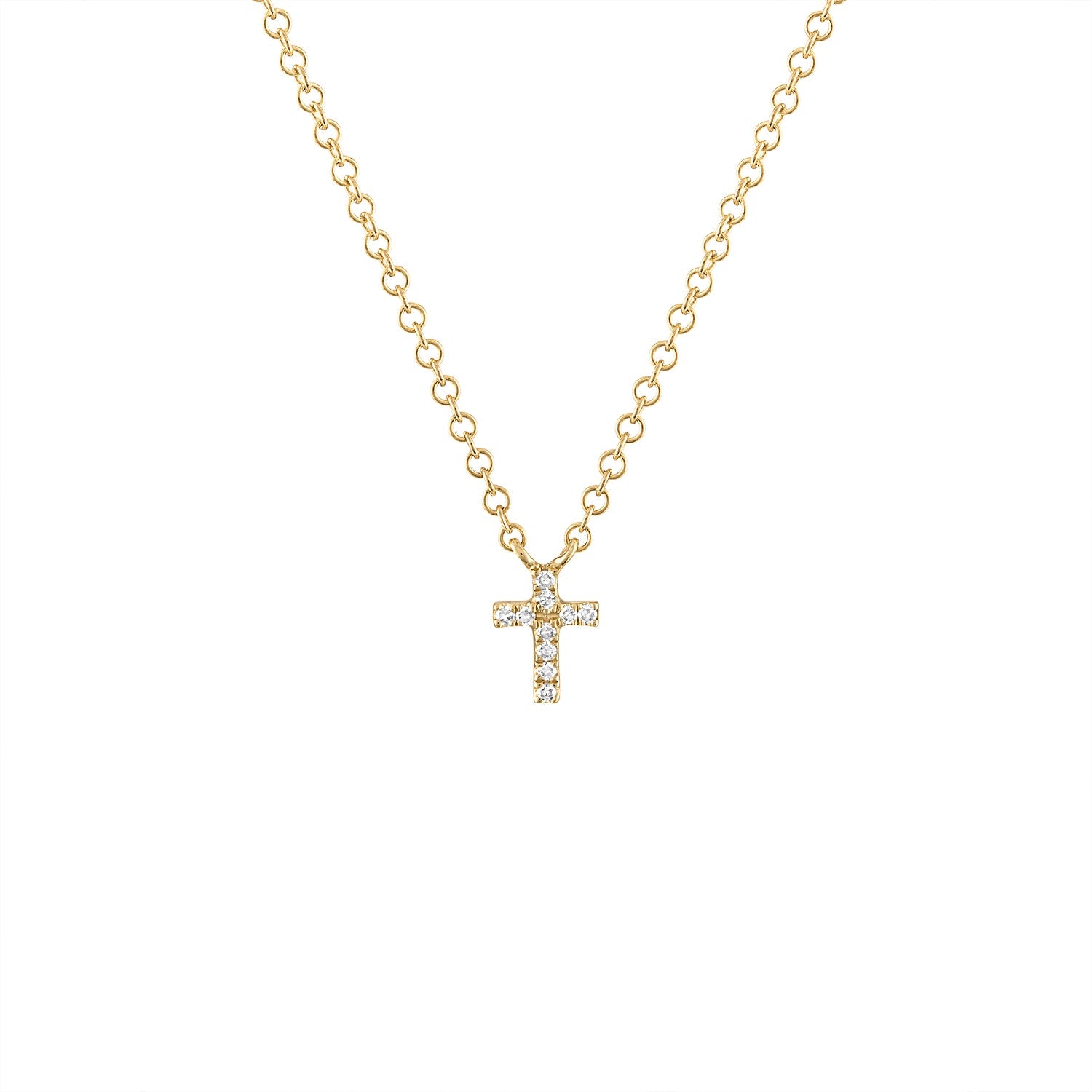 14K Diamond Cross Necklace - Mini - Nolita