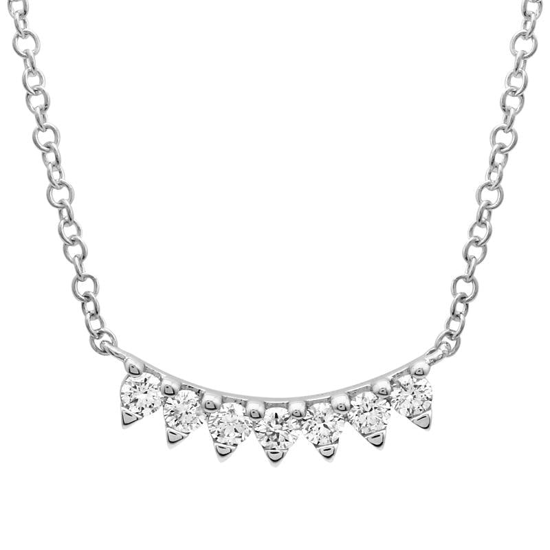 14K Diamond Curved Spike Necklace - Nolita