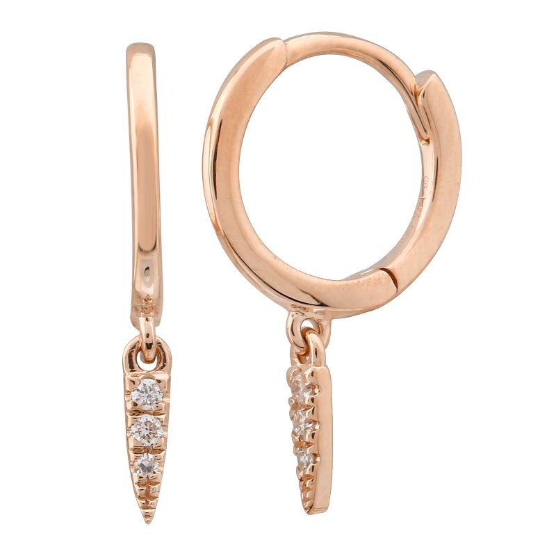 14K Diamond Dangle Spike Huggies - Nolita