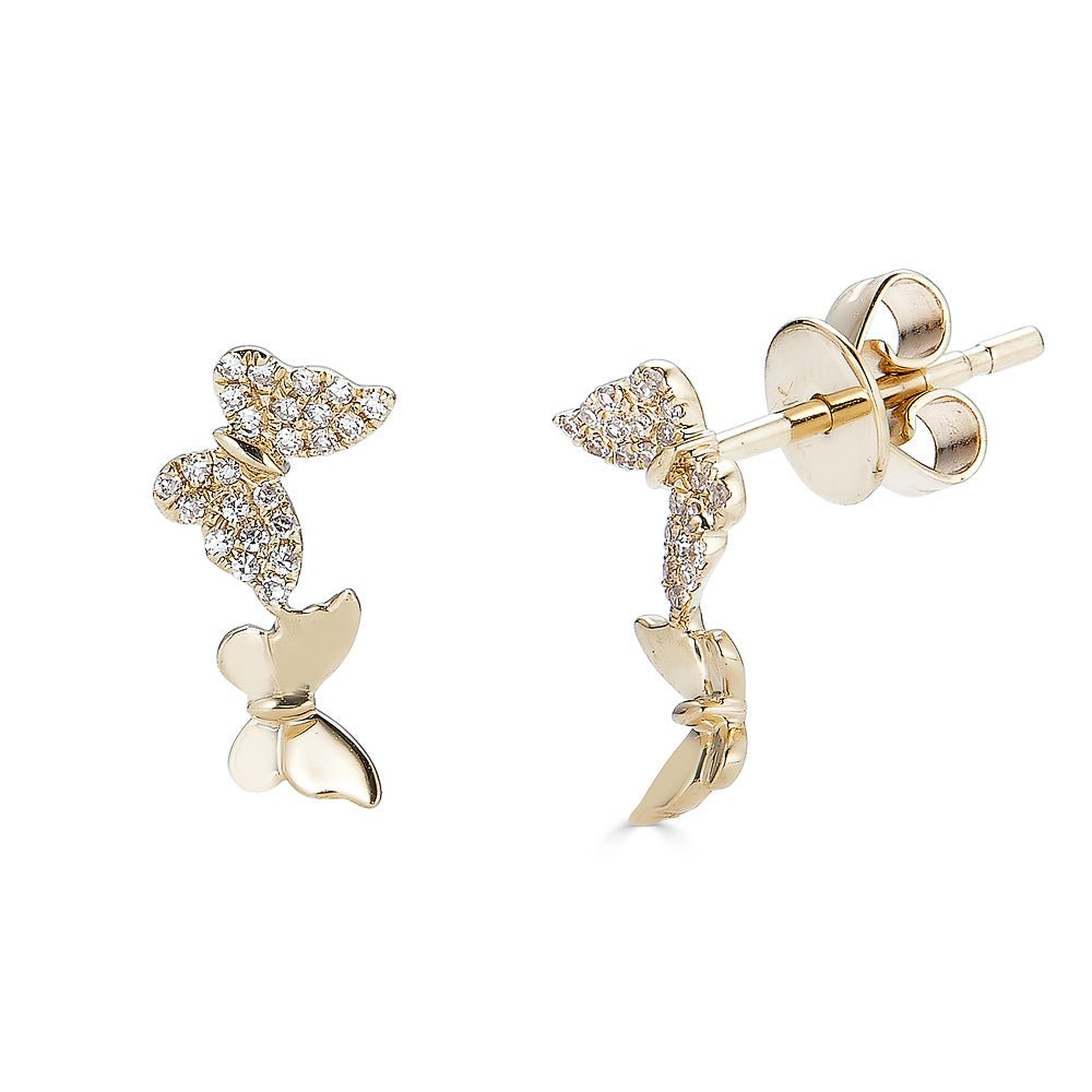 14K Diamond Double Butterfly Earrings - Nolita
