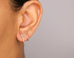 14K Diamond Double Hoop Earrings - Nolita
