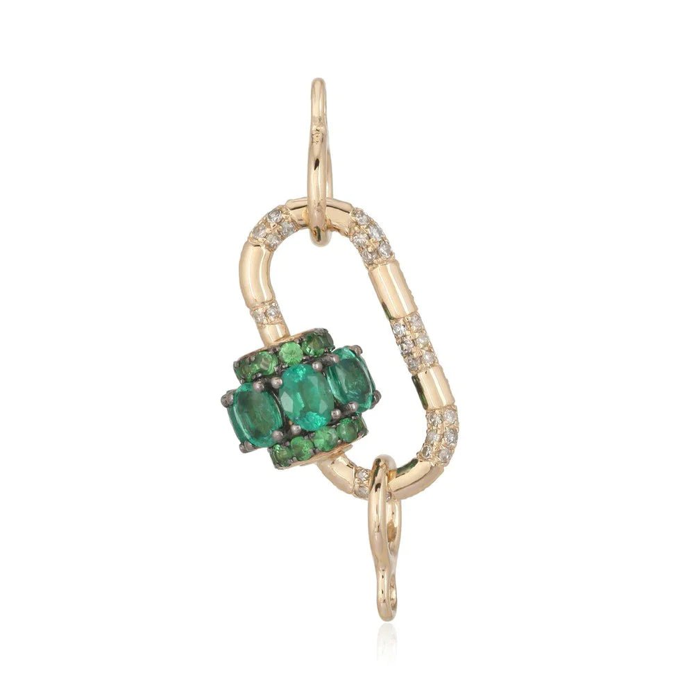 14K Diamond Emerald Carabiner Lock - Nolita