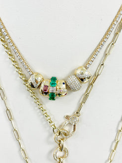 14K Diamond Emerald Spacer Bead - Nolita