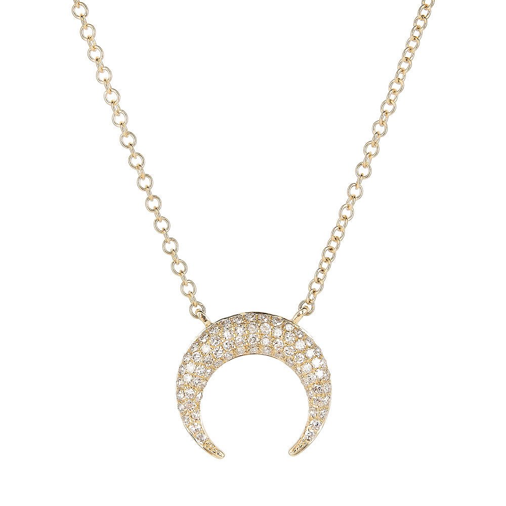 14K Diamond Gold Horn Necklace - Nolita