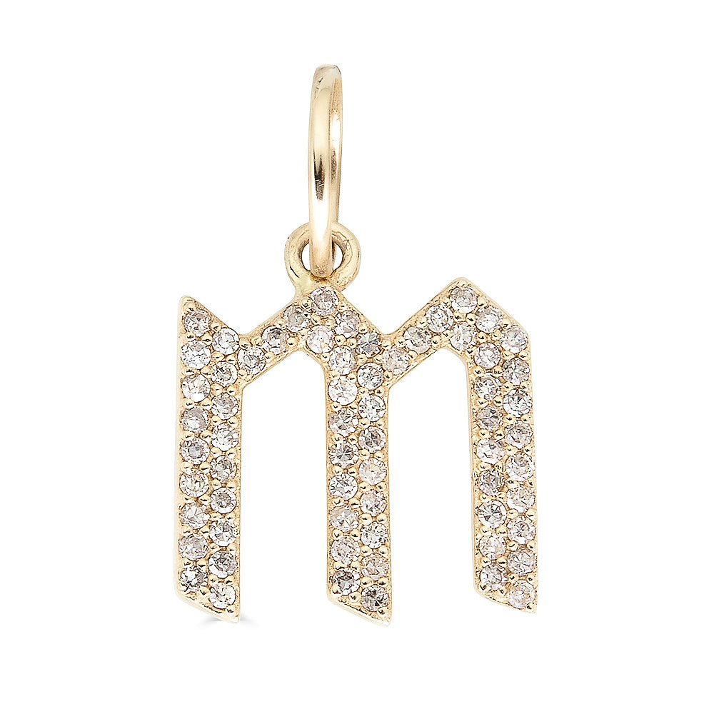 14K Diamond Gothic Letter Charm - Nolita