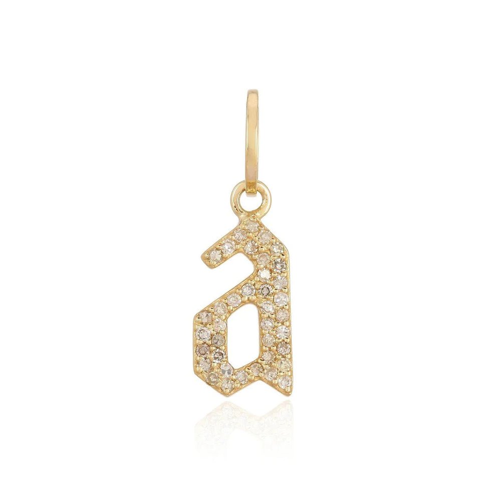 14K Diamond Gothic Letter Charm - Nolita