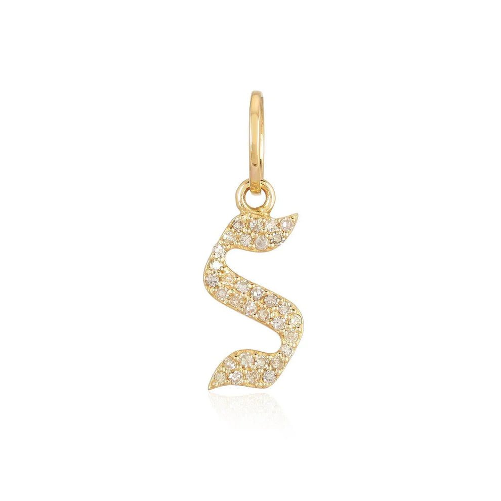 14K Diamond Gothic Letter Charm - Nolita