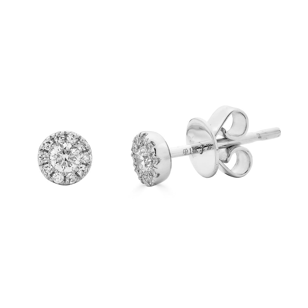 14K Diamond Halo Studs - Nolita