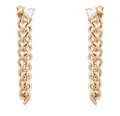 14K Diamond Heart Chain Earrings - Nolita