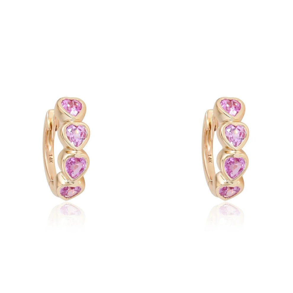 14K Diamond Heart Huggies - Nolita